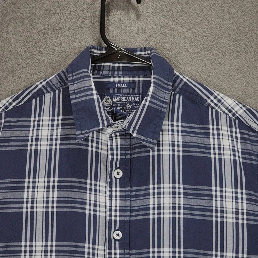 American Rag Cie‎ Button Up Shirts S Men Lot 2 Plaid Blue Black Cowboy Western